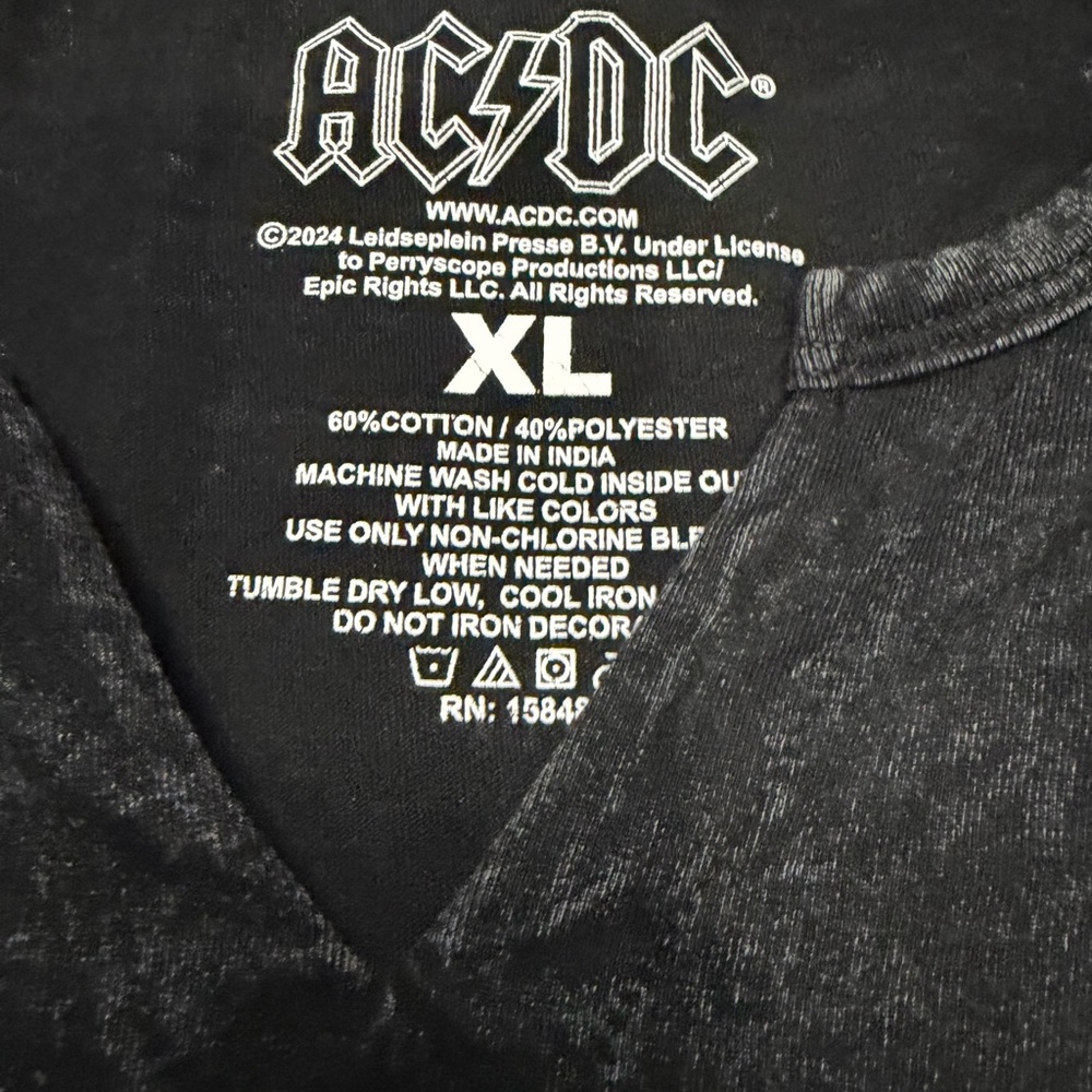 AC/DC Black Studded Logo Women's V-Neck Tee - Picture 2 of 6